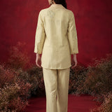 Aviana Beige Embroidered Linen Co-ord Set