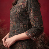Dark Green All Over Printed Cotton Straight Co-Ord Set