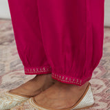 Meher Raspberry Fuchsia Embroidered A-Line Kurta Set