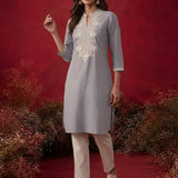 Spa Mirror Work Cotton Kurta Set
