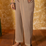 Tanirika Ecru Beige Embroidered Kurta Set