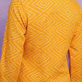 Yellow Cotton Blend Printed Dori Suit Set