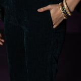 Paro Green Resham Embroidred Velvet Long Co-ord Set