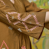 Zoya Olive Green Embroidered Panelled A-Line Kurta Set