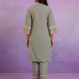 Mint Green Applique Kurta Set with Organza Trims