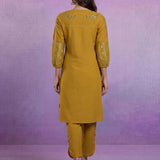 Mustard Embroidered Kurta Set with Resham Work