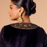 Riddhi Regal Violet Embroidered Velvet Suit Set