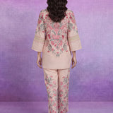 Pink Floral Placement Print Linen Co-ord Set