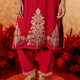 Devika Dark Red Embroidered Suit Set