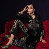 Avira Black Zari Embroidered Velvet Co-ord Set