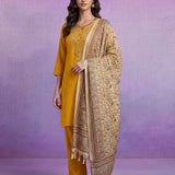 Yellow Embroidered Suit Set with Dupatta