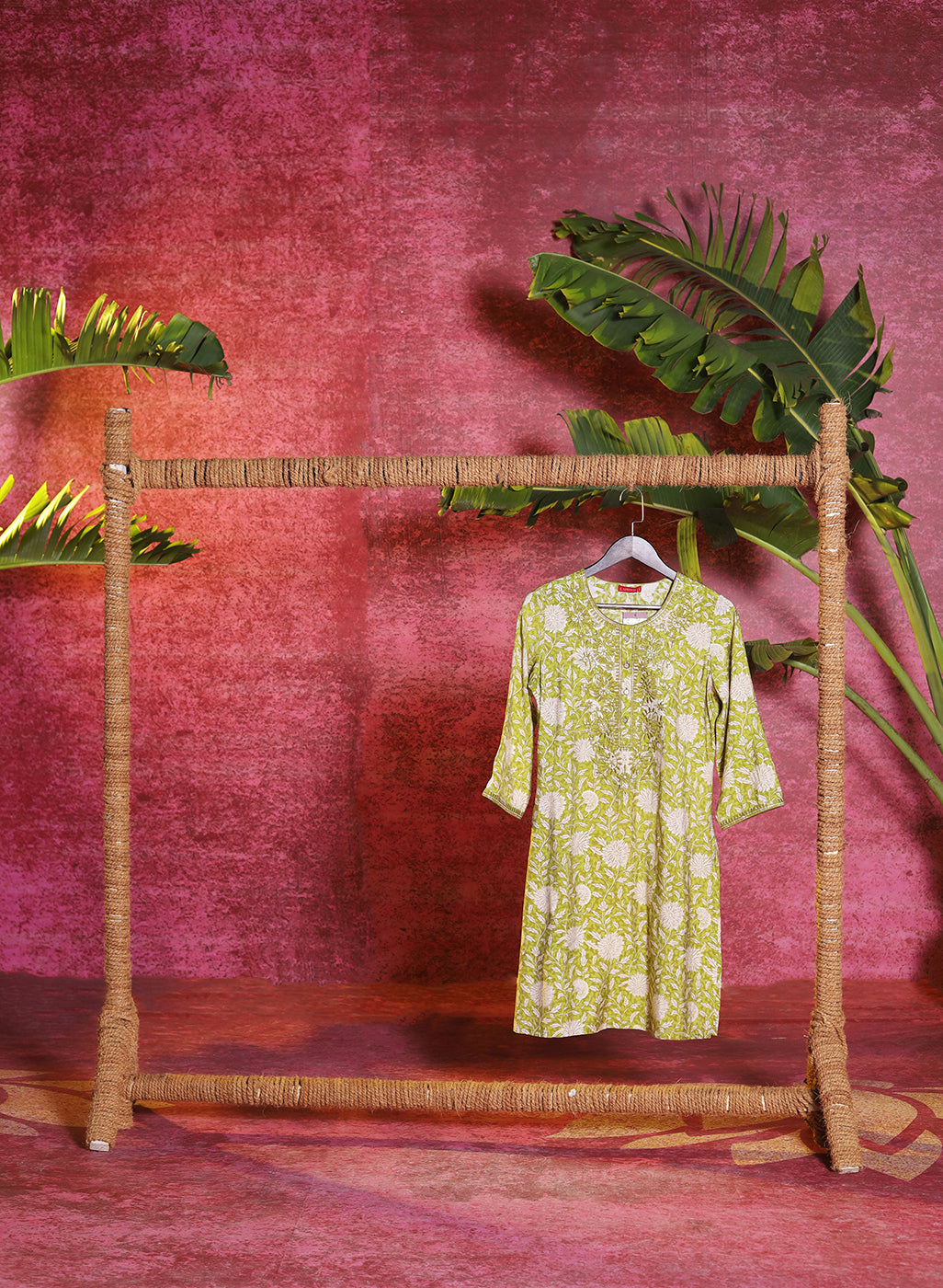 Bloom Leaf Green Printed Cotton Tunic