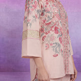 Pink Floral Placement Print Linen Co-ord Set