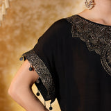 Vanya Metallic Black Embroidered Co-ord Set