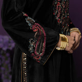 Navya Black Embroidered Velvet Suit Set with Brasso Dupatta
