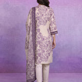 Purple Floral Printed Embroidered Kurta with Palazzo & Dupatta Set