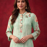 Mint  Green Printed Shantoon Regular Co-ord Set
