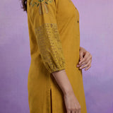 Mustard Embroidered Kurta Set with Resham Work