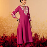 Aarini Jazzberry Fuchsia Embroidered Suit Set