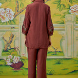 Aarohi Terracotta Rust Thread Embroidered Co-ord Set