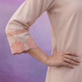 Ivory Applique Kurta Set with Organza Trims
