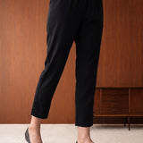 Black  Lycra Full Length Tapered Fit Pant