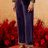 Riddhi Regal Violet Embroidered Velvet Suit Set