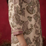 Cream Metallic Print & Pearl Kurta Set