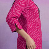 Fuchsia Cotton Blend Printed Dori Suit Set