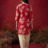 Aboli Red Floral Printed Straight Kurti