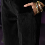 Navya Black Embroidered Velvet Suit Set with Brasso Dupatta