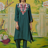 Myra Dark Teal Applique Embroidered Kurta Set