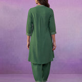 Blue Viscose Rayon Dori Embroidered Co-ord Set