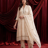 Ivory Embroidered Chanderi Suit Set