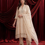 Ivory Embroidered Chanderi Suit Set