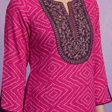 Fuchsia Cotton Blend Printed Dori Suit Set
