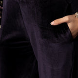 Navya Purple Embroidered Velvet Suit Set with Brasso Dupatta