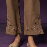 Niva Brown Embroidered Velvet Top