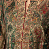 Meher Forest Green Jamawar Cape Jacket