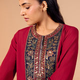 Samaira Vermillion Maroon Embroidered Suit Set