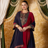 Samaira Vermillion Maroon Embroidered Suit Set