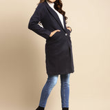 Blue Long Plain Coat