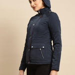 Navy Blue Regular Plain Jacket - Lakshita