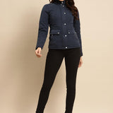 Navy Blue Regular Plain Jacket - Lakshita