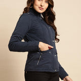 Navy Blue Regular Plain Jacket - Lakshita
