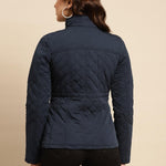 Navy Blue Regular Plain Jacket - Lakshita
