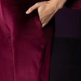 Gulal Maroon Embroidered Velvet Suit Set with Banarasi Dupatta