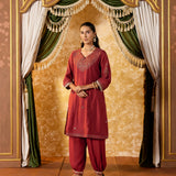 Mahira Bronze Maroon Embroidered Suit Set