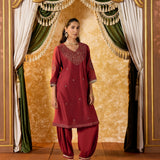 Mahira Bronze Maroon Embroidered Suit Set