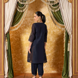 Mahira Deep Navy Embroidered Suit Set